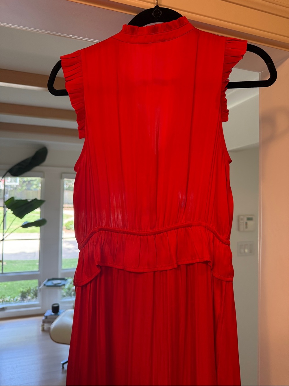 THML Vibrant Red Maxi Dress with Ruffle Accents - Picture 6 of 8